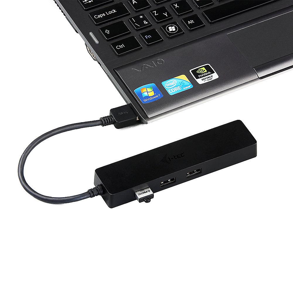 i-tec USB HUB Slim 3-Port USB 3.0   RJ-45 Gigabit Ethernet Adapter schwarz