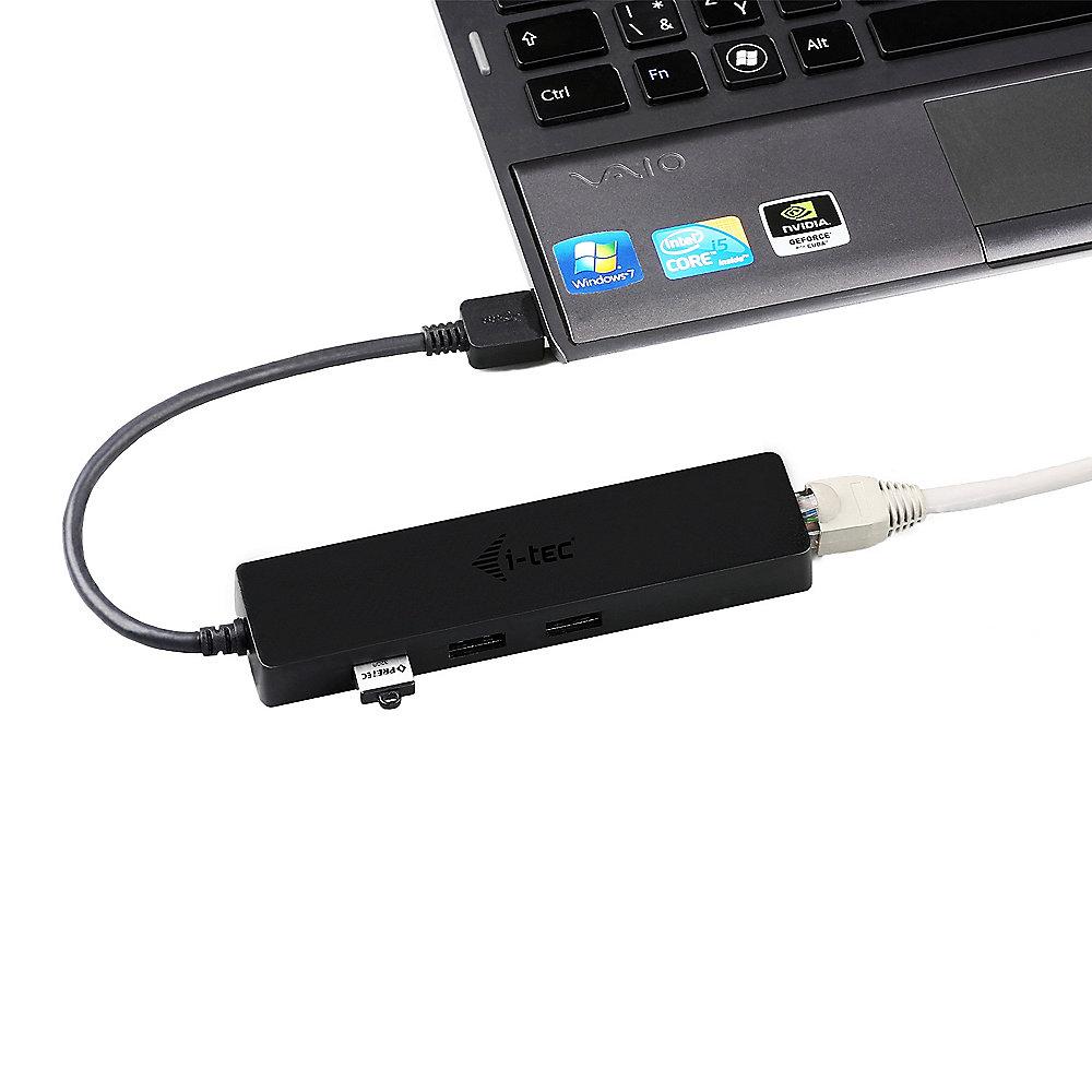 i-tec USB HUB Slim 3-Port USB 3.0   RJ-45 Gigabit Ethernet Adapter schwarz, i-tec, USB, HUB, Slim, 3-Port, USB, 3.0, , RJ-45, Gigabit, Ethernet, Adapter, schwarz