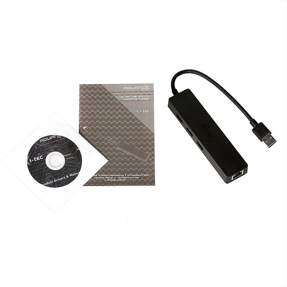 i-tec USB HUB Slim 3-Port USB 3.0   RJ-45 Gigabit Ethernet Adapter schwarz