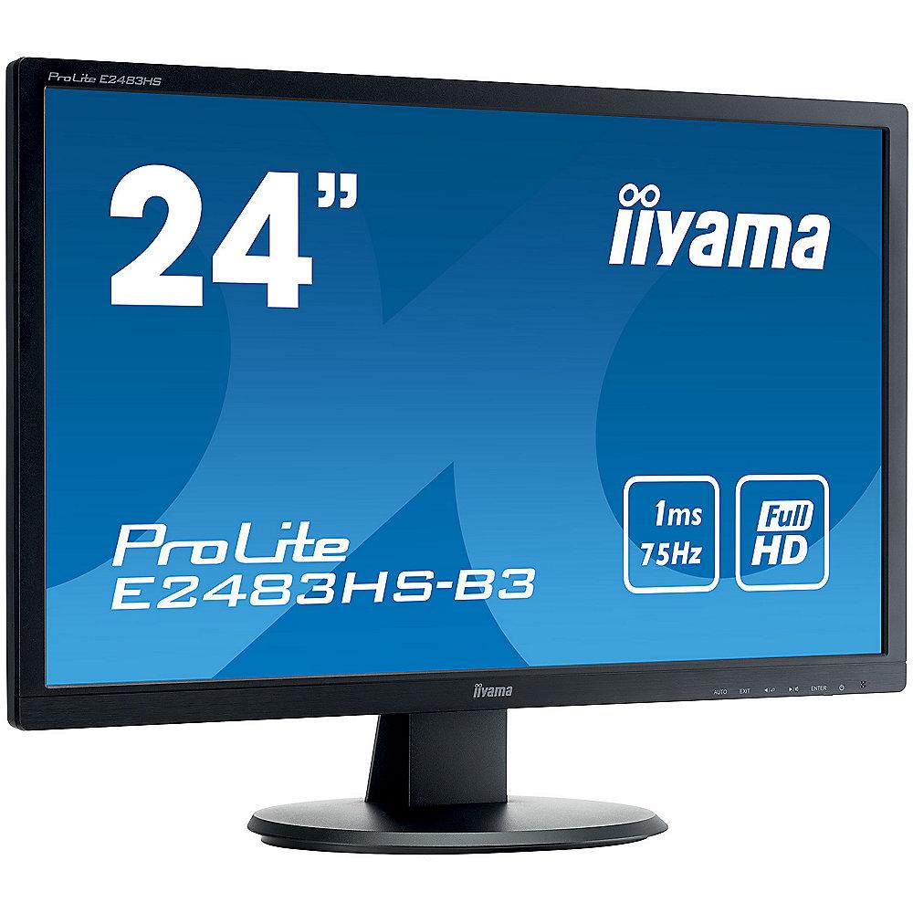 iiyama ProLite E2483HS-B3 61cm (24") 16:9 FullHD VGA/DP/HDMI 1ms 80Mio:1