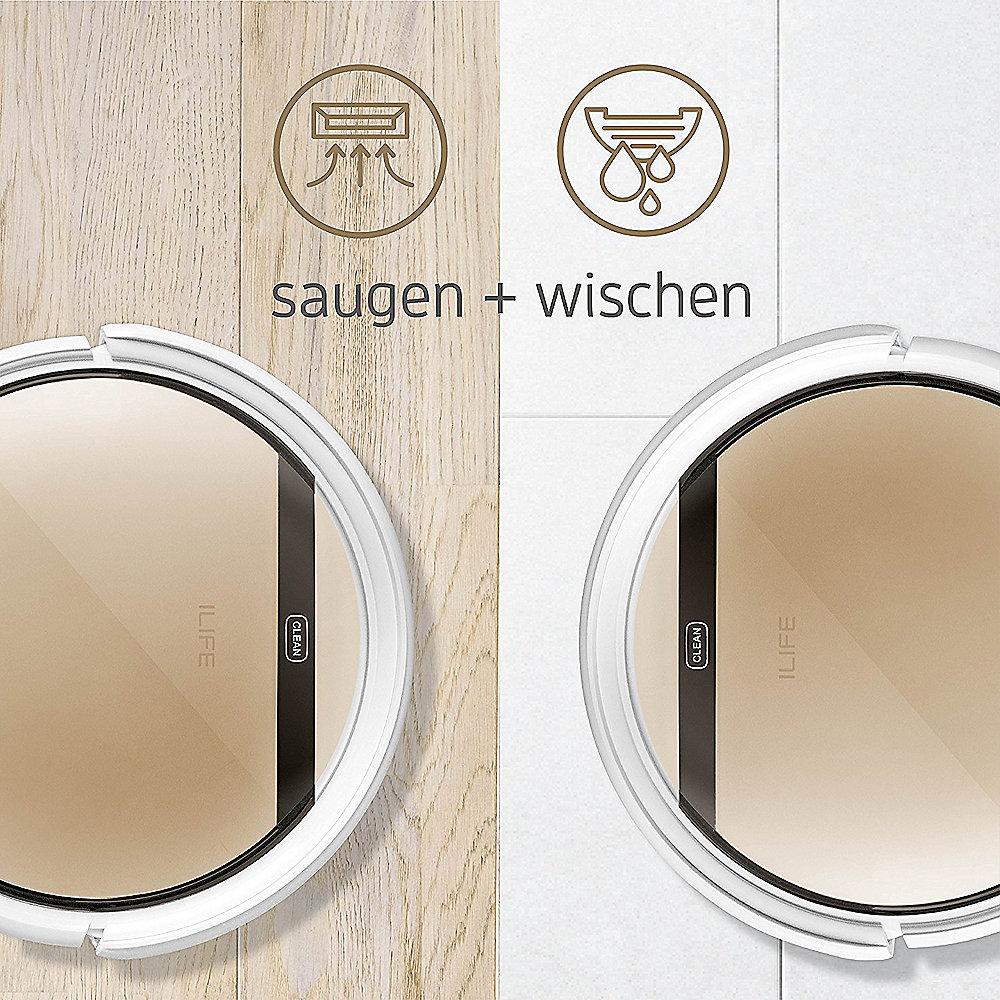 ILIFE V5s Pro Staubsauger-Roboter mit Wischfunktion weiß/gold