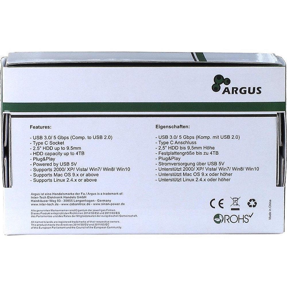 InterTech Argus GD-25609 2.5 Zoll Festplatten Gehäuse USB-C 3.0 rot, InterTech, Argus, GD-25609, 2.5, Zoll, Festplatten, Gehäuse, USB-C, 3.0, rot