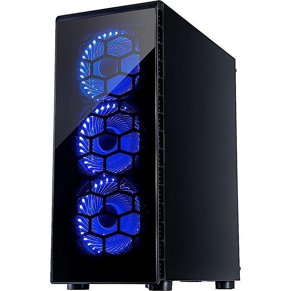 InterTech CXC2 Midi Tower ATX Gaming Gehäuse Seitenfenster, blaue LED