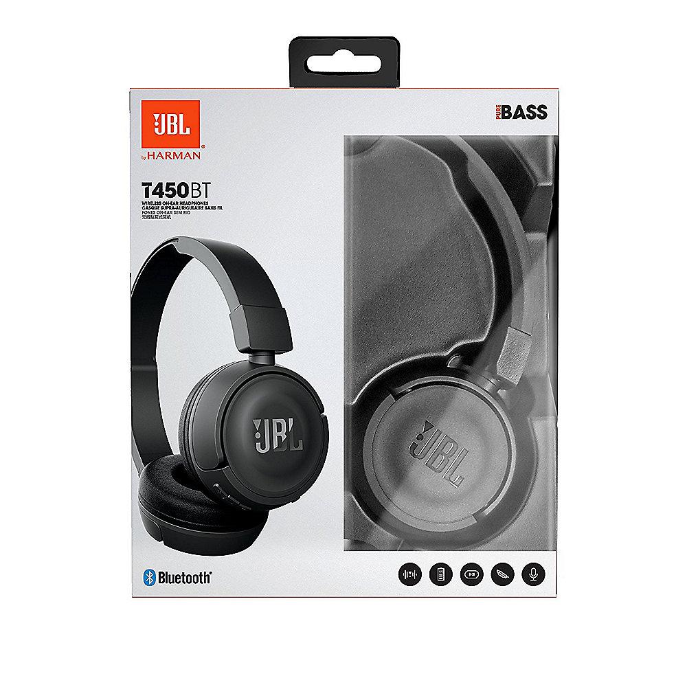 JBL T450BT Schwarz - On Ear-Bluetooth Kopfhörer mit Mikrofon