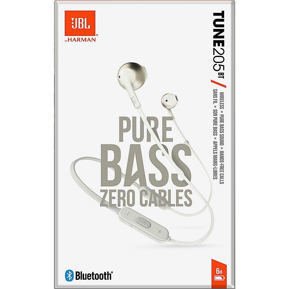 JBL TUNE 205BT Weiß/Gold - In-Ear-Bluetooth-Kopfhörer m. Mikro