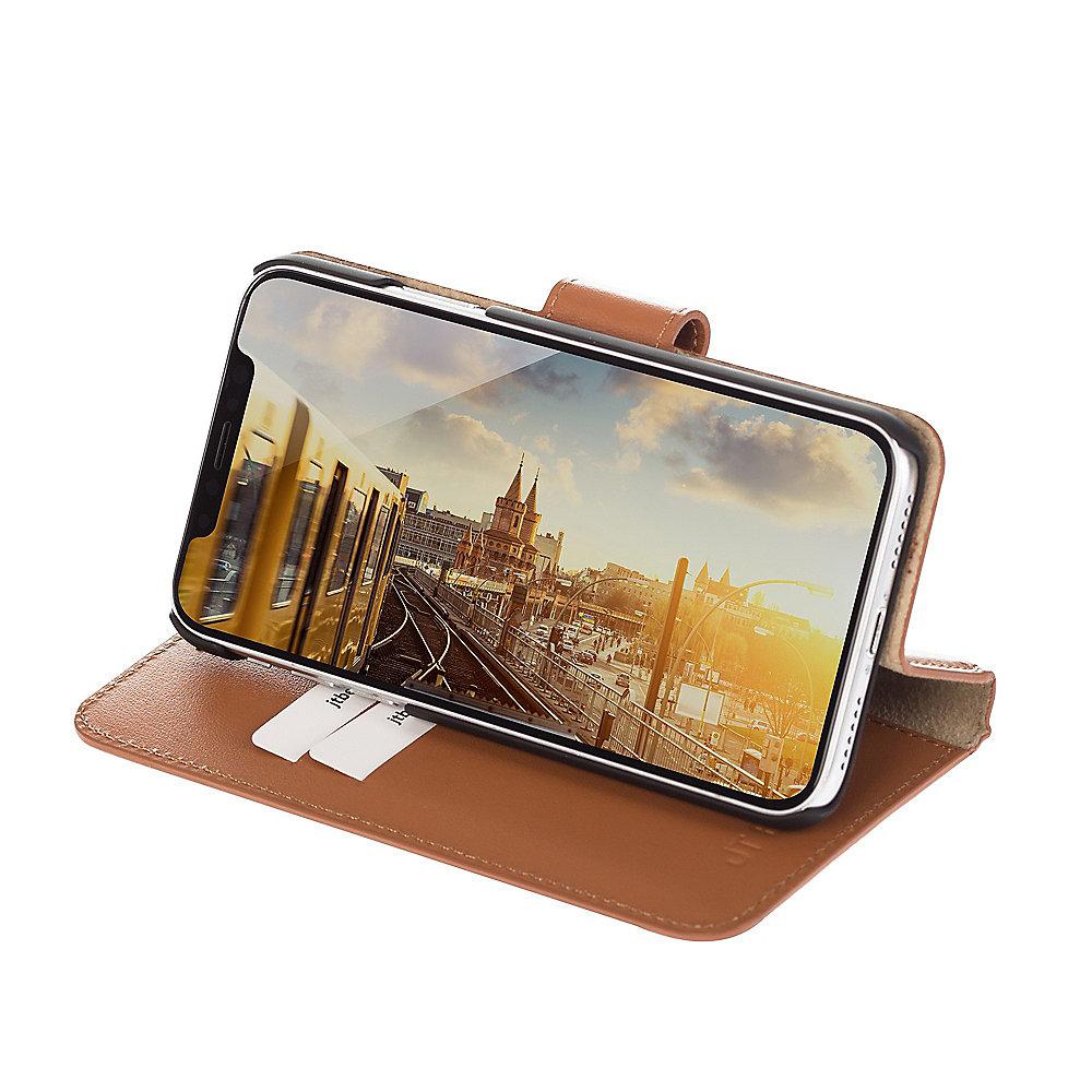 JT Berlin BookCase Kreuzberg für Apple iPhone Xs Max  Leder cognac