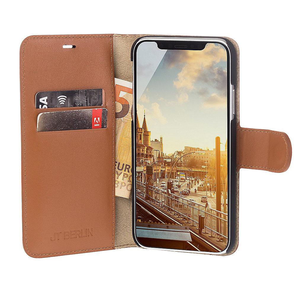 JT Berlin BookCase Kreuzberg für Apple iPhone Xs Max  Leder cognac