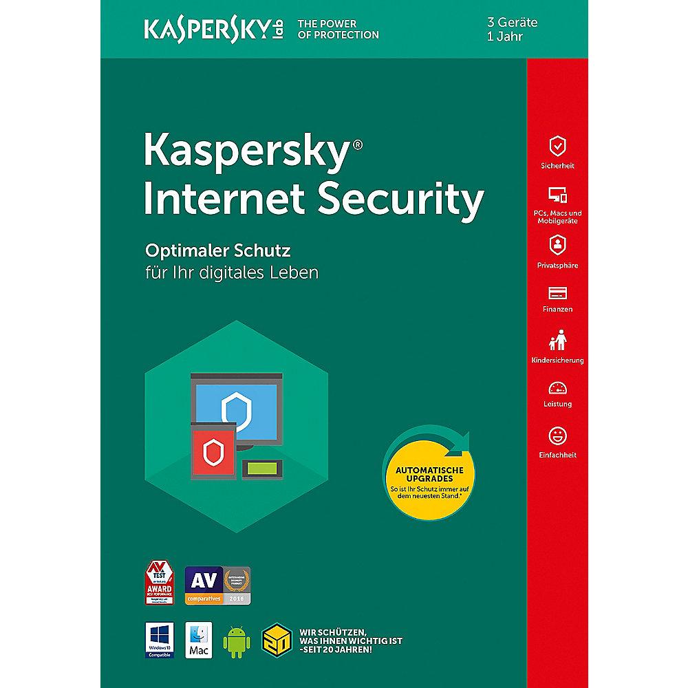 Kaspersky Internet Security 3 Geräte (Code in a Box) FFP