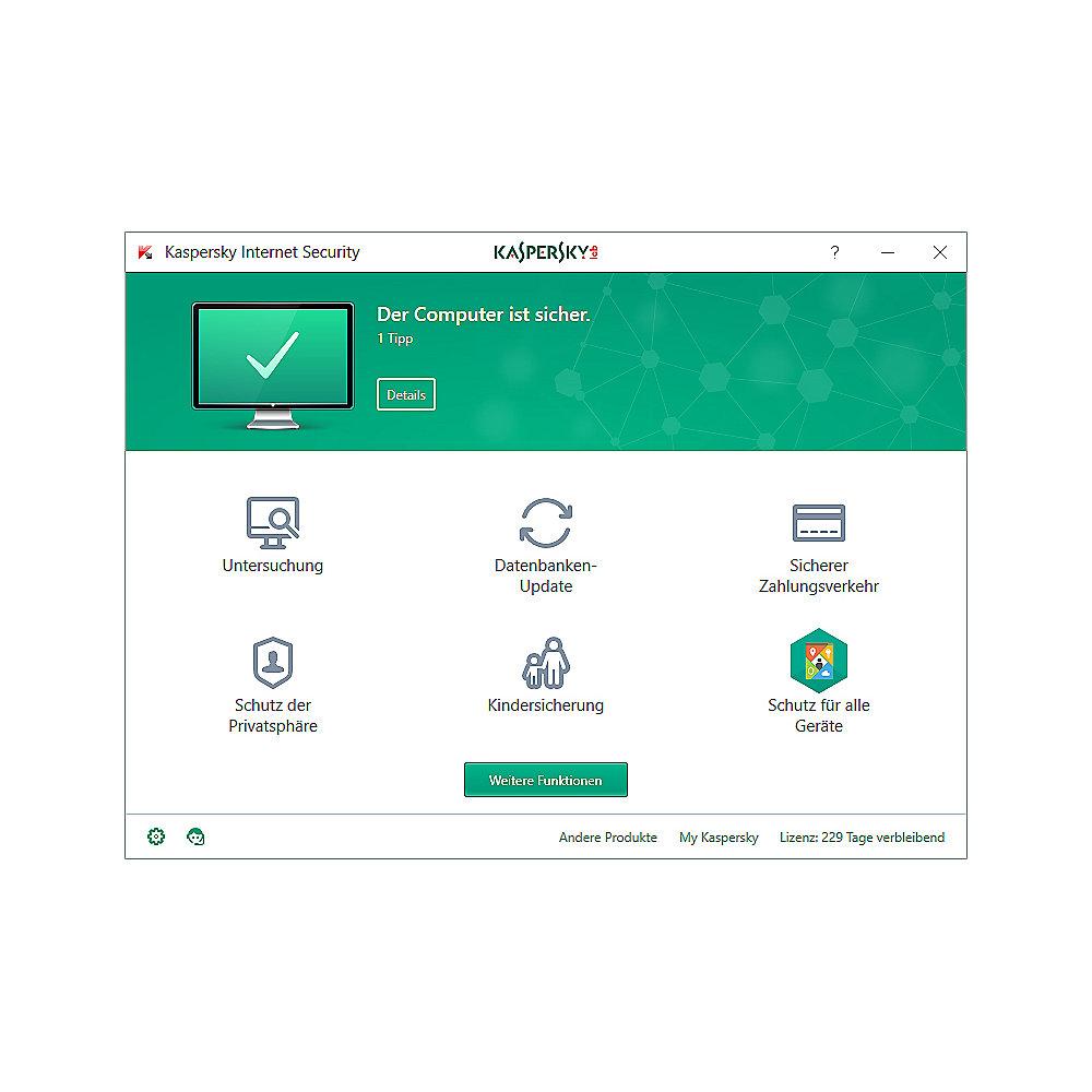 Kaspersky Internet Security 3 Geräte (Code in a Box) FFP