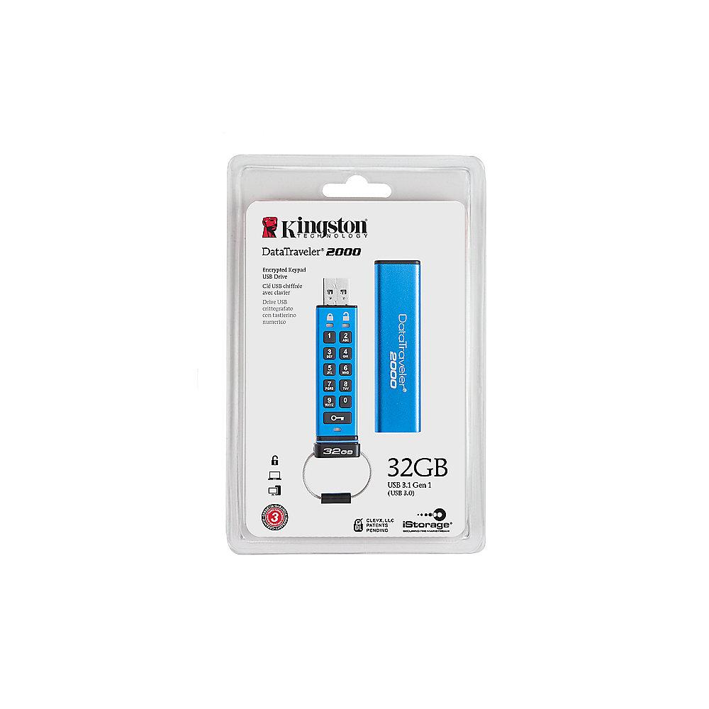 Kingston 32GB DataTraveler 2000 Data Secure Stick USB3.0 IP57 DT2000/32GB