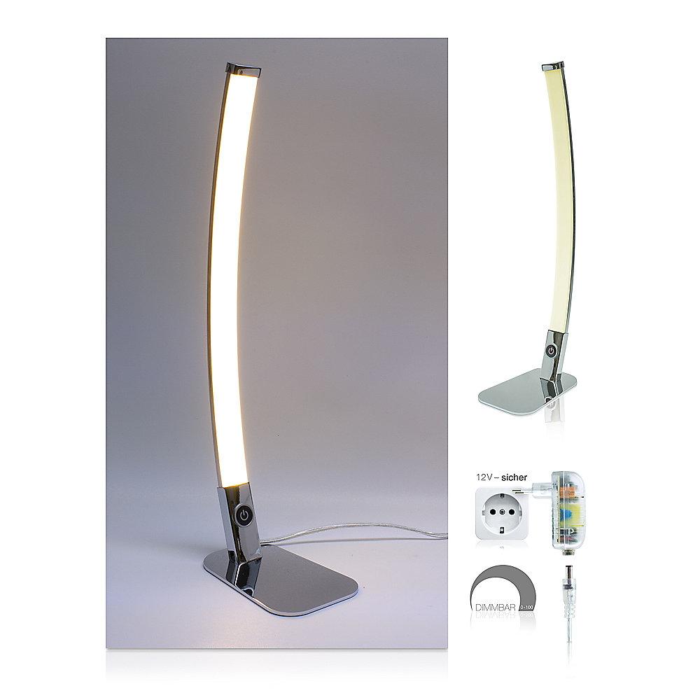 LED Universum Bow LED-Tischleuchte Chrom dimmbar