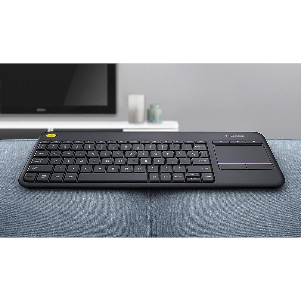 Logitech K400 Plus Kabellose Tastatur mit Touchpad Schwarz 920-007127