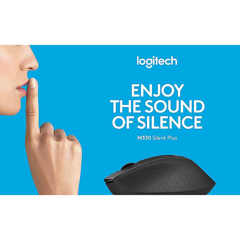 Logitech M330 Silent Plus Geräuschlose Kabellose Maus Blau 910-004910