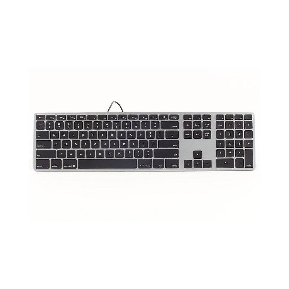 Matias Aluminum Erweiterte USB Tastatur RGB dt. für Mac OS space grey