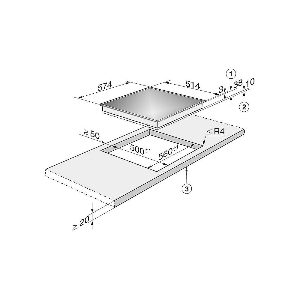 Miele KM 6003 LPT Glaskeramik-Einbau-Kombinations-Kochfeld Edelstahl, Miele, KM, 6003, LPT, Glaskeramik-Einbau-Kombinations-Kochfeld, Edelstahl