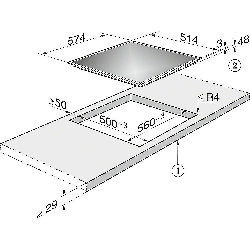 Miele KM 6080 LPT Glaskeramik-Einbau-Kombinations-Induktionskochfeld Edelstahl, Miele, KM, 6080, LPT, Glaskeramik-Einbau-Kombinations-Induktionskochfeld, Edelstahl