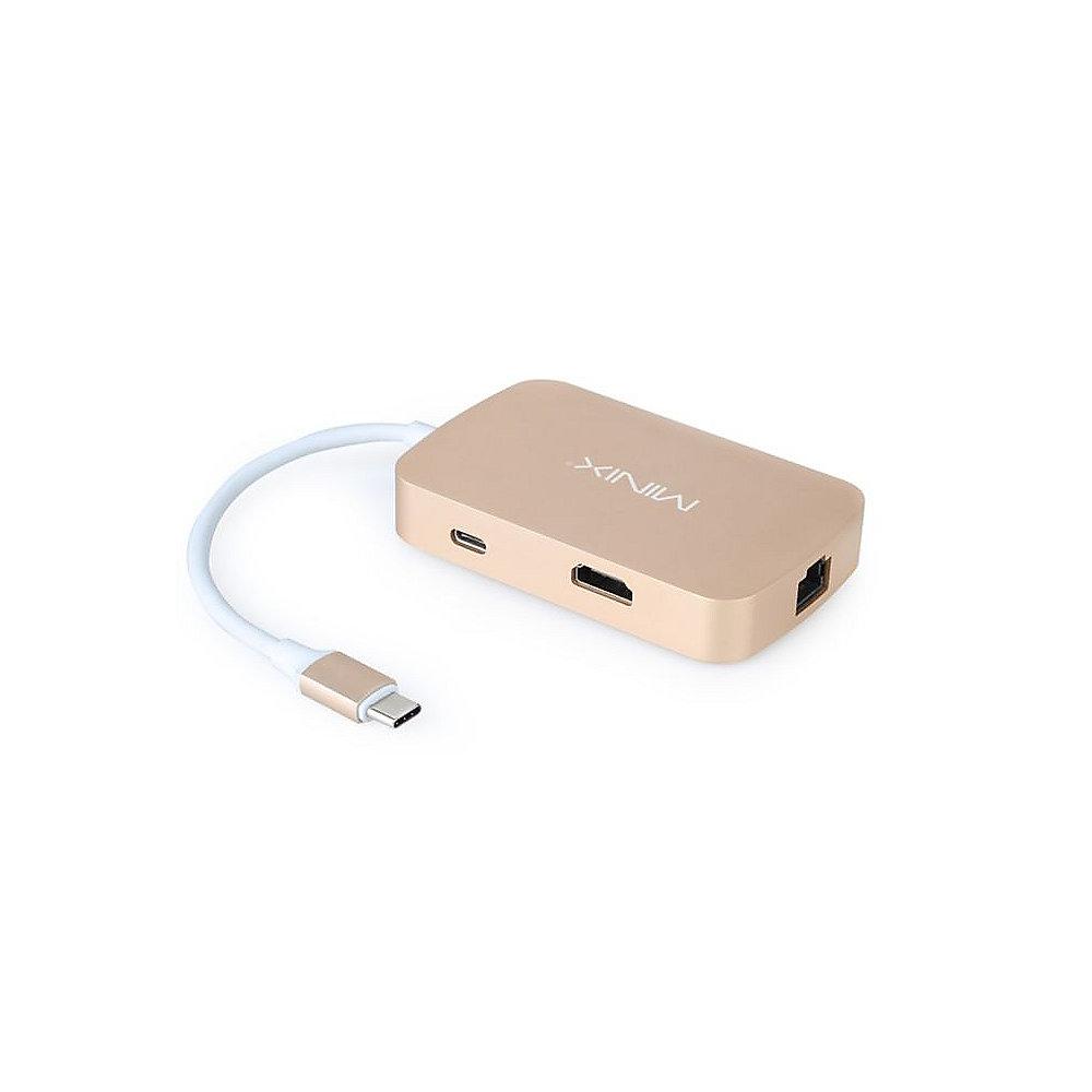 MiniX Gen2 USB 3.0 Type C auf HDMI 4K / USB Typ A / Gigabit Ethernet gold, MiniX, Gen2, USB, 3.0, Type, C, HDMI, 4K, /, USB, Typ, A, /, Gigabit, Ethernet, gold