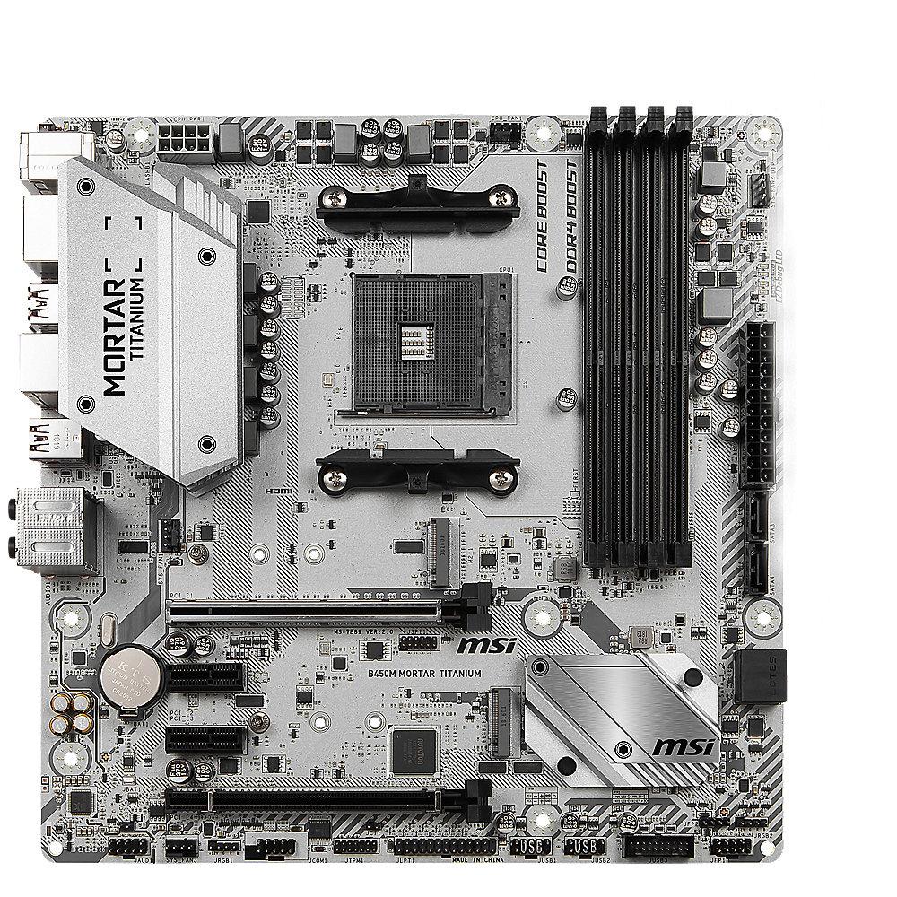 MSI B450M Mortar Titanium mATX Mainboard Sockel AM4 2xM.2/DP/HDMI/USB3.1