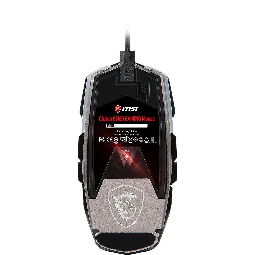 MSI Clutch GM60 Gaming Mouse schwarz, USB, MSI, Clutch, GM60, Gaming, Mouse, schwarz, USB