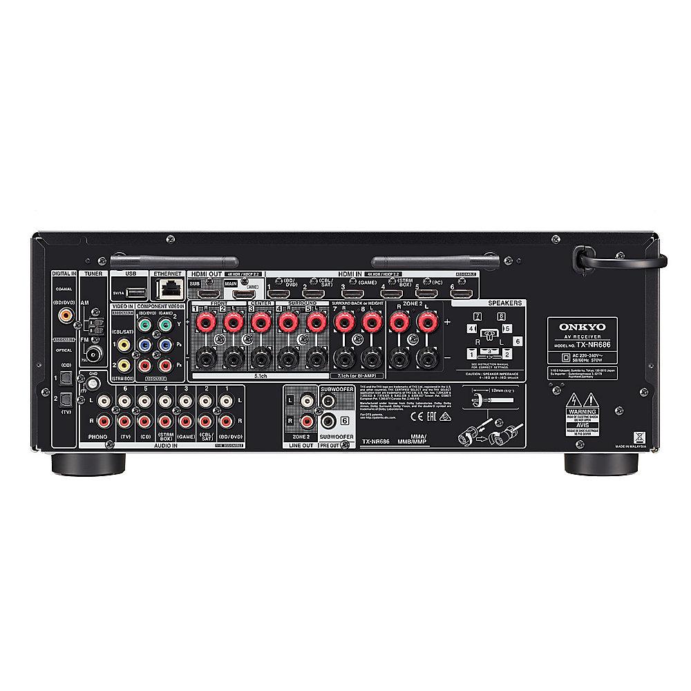 Onkyo TX-NR686E 7.2 AV Netzwerk Receiver Bluetooth/Wi-Fi/Multiroom Schwarz, Onkyo, TX-NR686E, 7.2, AV, Netzwerk, Receiver, Bluetooth/Wi-Fi/Multiroom, Schwarz