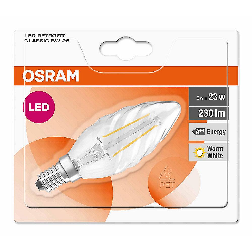 Osram LED Retrofit Classic BW25 Kerze 2W (23W) E14 klar warmweiß