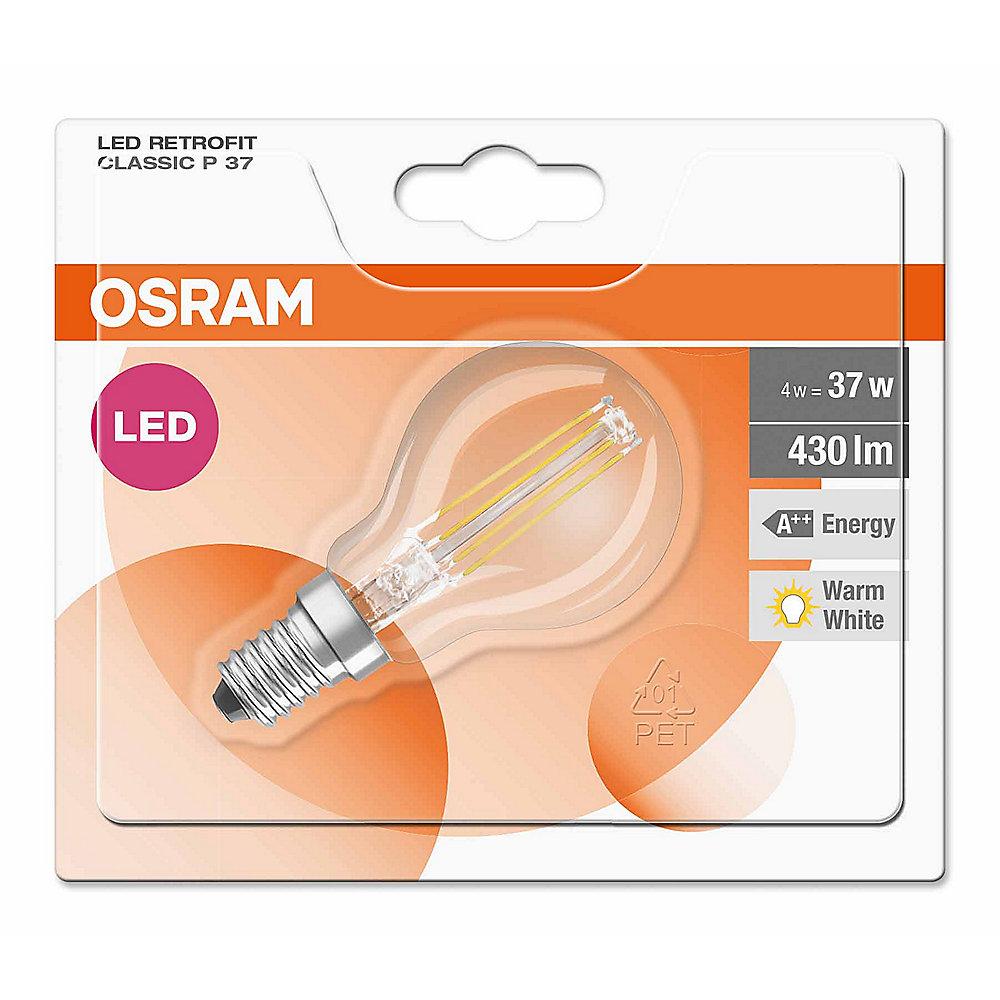 Osram LED Retrofit Classic P37 Birne 4W (37W) E14 klar warmweiß