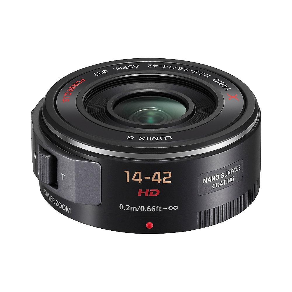 Panasonic Lumix G X Vario PZ 14-42mm f/3.5-5.6 OIS Pancake Objektiv (H-PS14042E), Panasonic, Lumix, G, X, Vario, PZ, 14-42mm, f/3.5-5.6, OIS, Pancake, Objektiv, H-PS14042E,