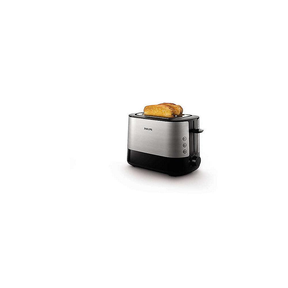 Philips HD2637/90 2-Schlitz-Toaster Edelstahl/schwarz Brötchenaufsatz