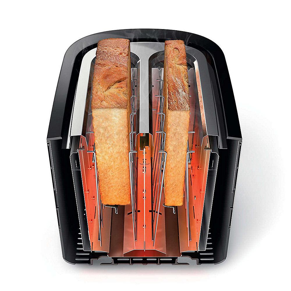 Philips HD2637/90 2-Schlitz-Toaster Edelstahl/schwarz Brötchenaufsatz