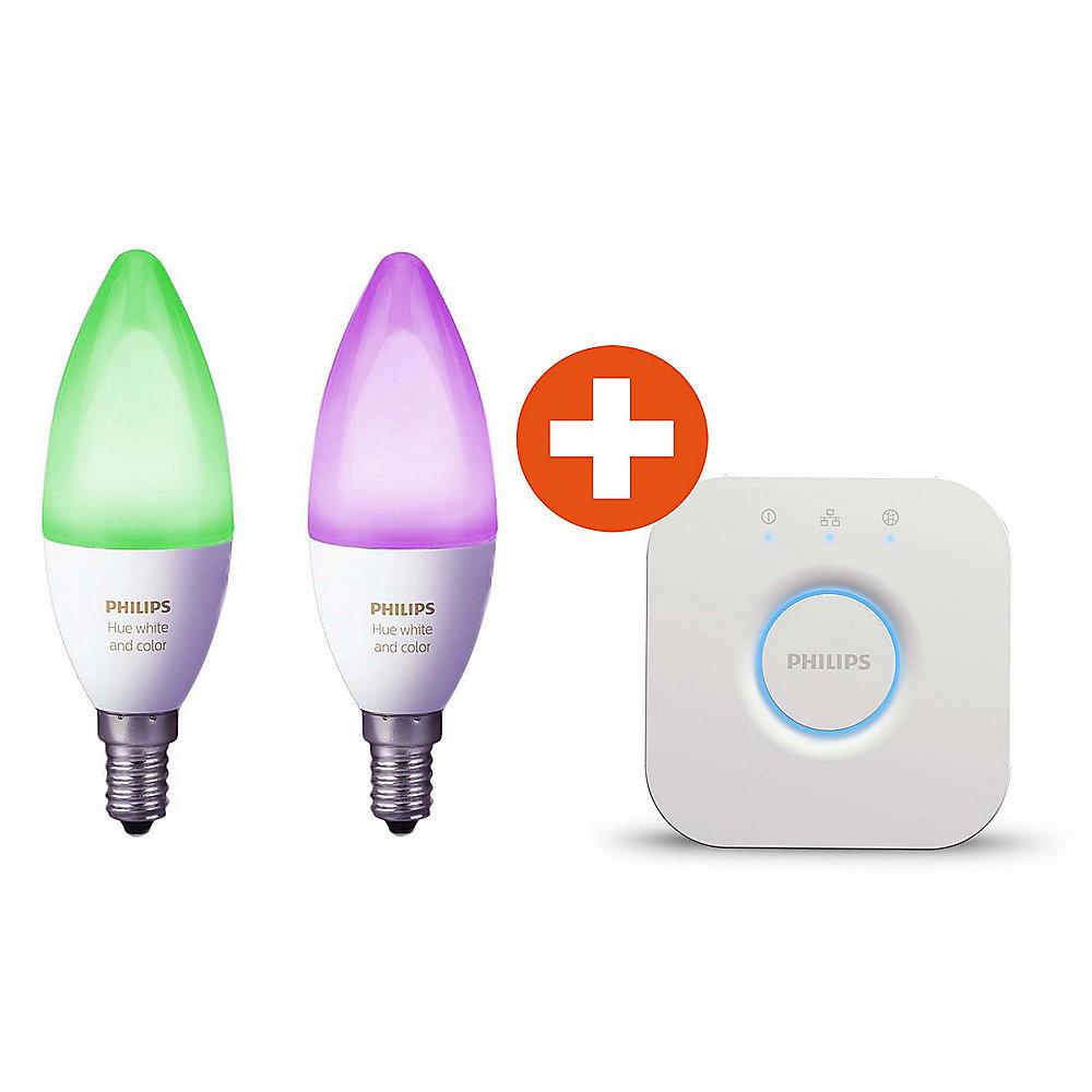 Philips Hue White and Color Ambiance E14 LED Lampenset (2er Pack)   Bridge