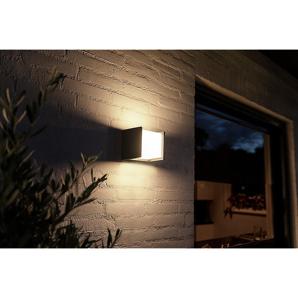 Philips Hue White Fuzo LED Wandleuchte quadratisch Block, Schwarz, 1150lm