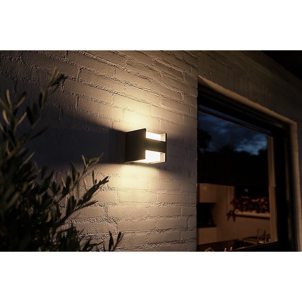 Philips Hue White Fuzo LED Wandleuchte quadratisch oben/unten, Schwarz, 1150lm