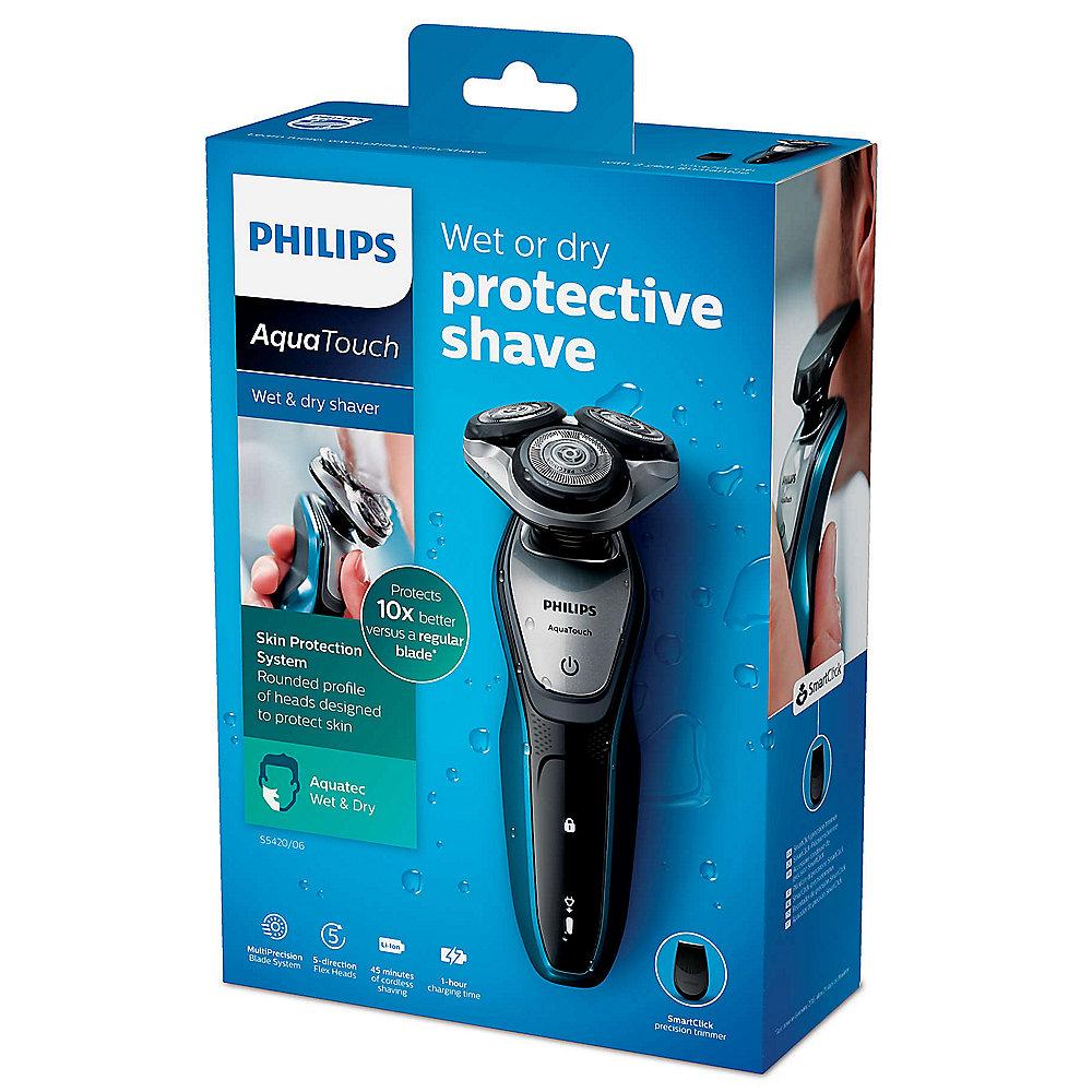 Philips S5420/06 AquaTouch elektrischer Nass-/Trockenrasierer blau/schwarz