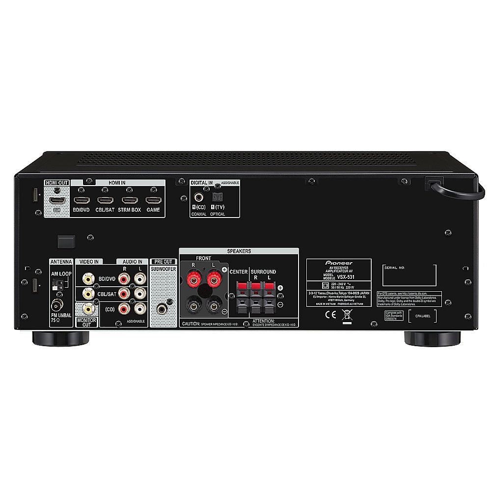 Pioneer VSX-531-B 5.1 Receiver 4K Upscaler Bluetooth USB schwarz, Pioneer, VSX-531-B, 5.1, Receiver, 4K, Upscaler, Bluetooth, USB, schwarz