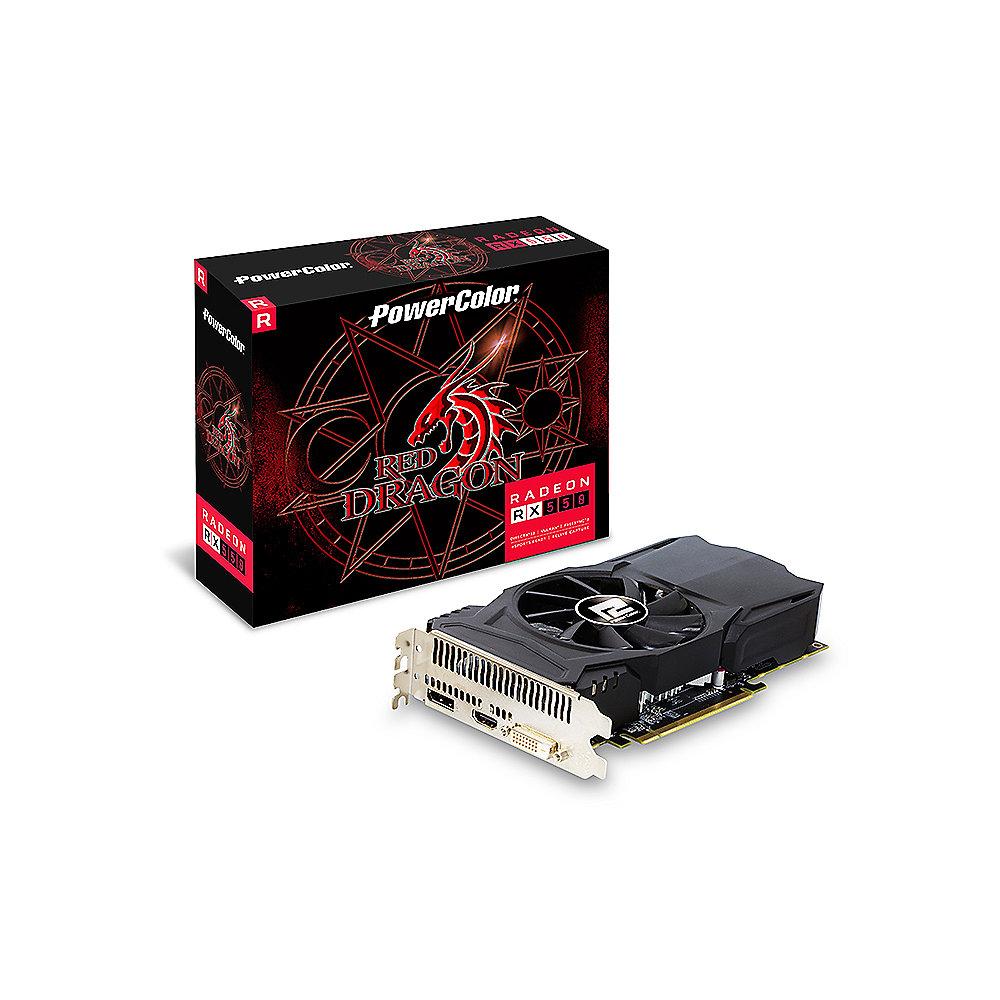 PowerColor AMD Radeon RX 550 Red Dragon OC V3 2GB GDDR5 HDMI/DP/DVI Grafikkarte, PowerColor, AMD, Radeon, RX, 550, Red, Dragon, OC, V3, 2GB, GDDR5, HDMI/DP/DVI, Grafikkarte