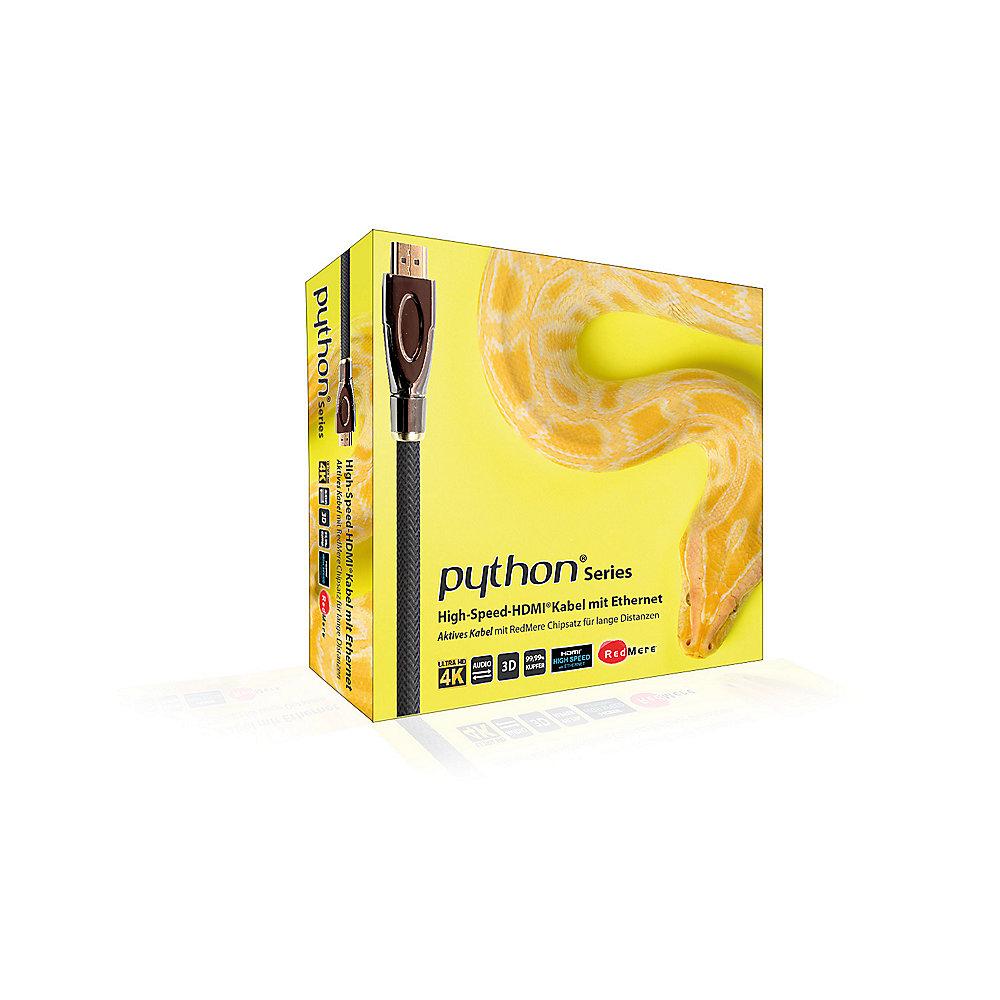 PYTHON HDMI 2.0 Kabel 15m Ethernet 4K*2K UHD aktiv vergoldet OFC schwarz