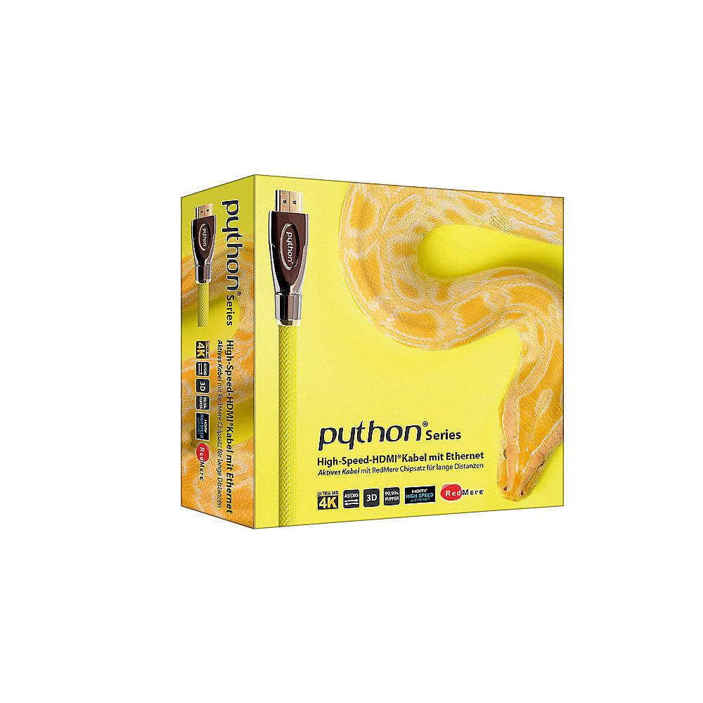 PYTHON HDMI 2.0 Kabel 20m Ethernet 4K*2K UHD aktiv vergoldet OFC gelb