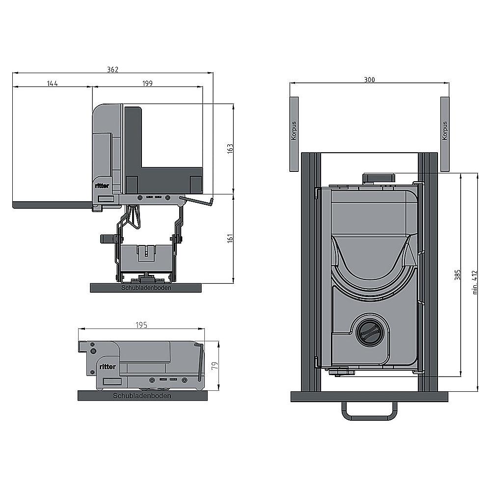 ritter AES 52 S Einbau-Allesschneider silber f. 30cm Schublade