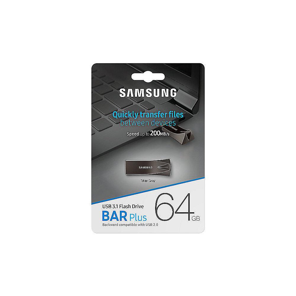 Samsung BAR Plus 64GB Flash Drive 3.1 USB Stick Metallgehäuse grau