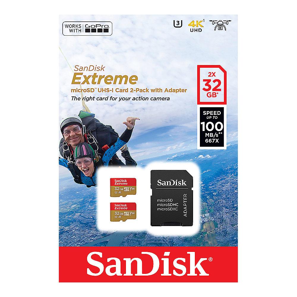 SanDisk ActionSC 2x 32GB microSDHC Speicherkarte Kit 60 MB/s, Class 10, U3, A1