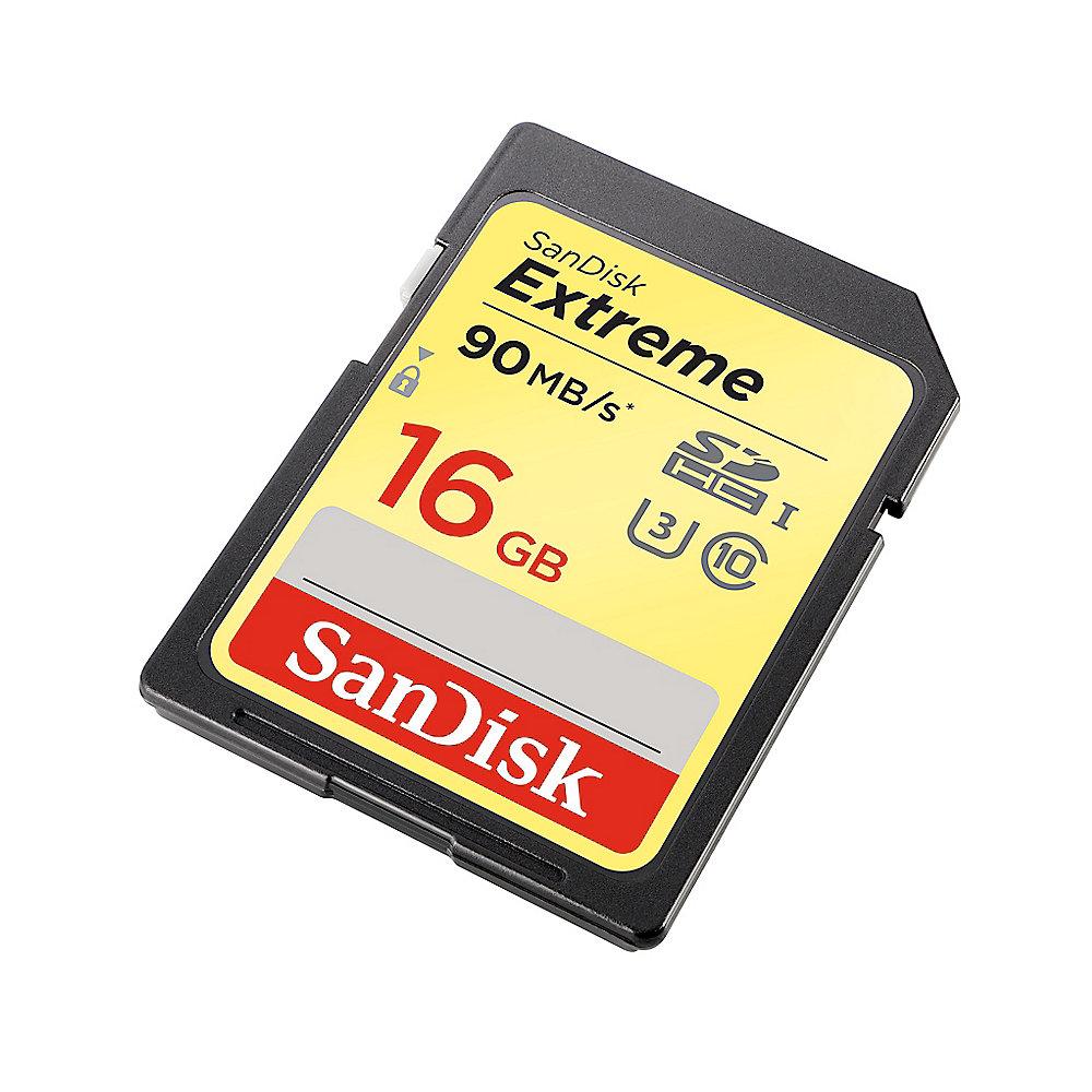 SanDisk Extreme 16 GB SDHC Speicherkarte (90 MB/s, Class 10, UHS-I, U3)