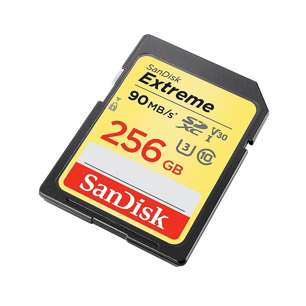SanDisk Extreme 256 GB SDXC Speicherkarte (90 MB/s, Class 10, U3, V30)
