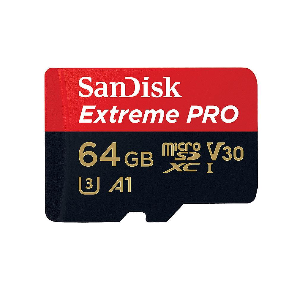 SanDisk Extreme Pro 64GB microSDXC Speicherkarte Kit 90 MB/s, Class 10, U3, A1