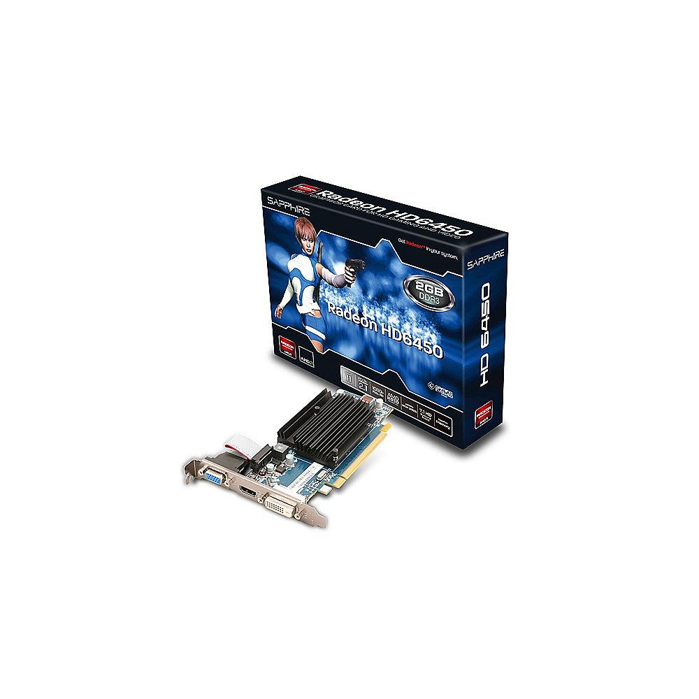 Sapphire Radeon HD 6450 2GB DDR3 PCIe Grafikkarte DVI/HDMI/VGA LiteRetail, Sapphire, Radeon, HD, 6450, 2GB, DDR3, PCIe, Grafikkarte, DVI/HDMI/VGA, LiteRetail