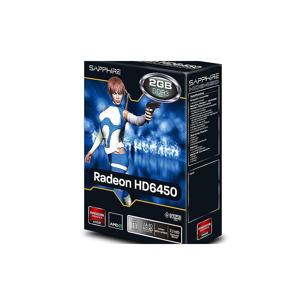 Sapphire Radeon HD 6450 2GB DDR3 PCIe Grafikkarte DVI/HDMI/VGA LiteRetail, Sapphire, Radeon, HD, 6450, 2GB, DDR3, PCIe, Grafikkarte, DVI/HDMI/VGA, LiteRetail