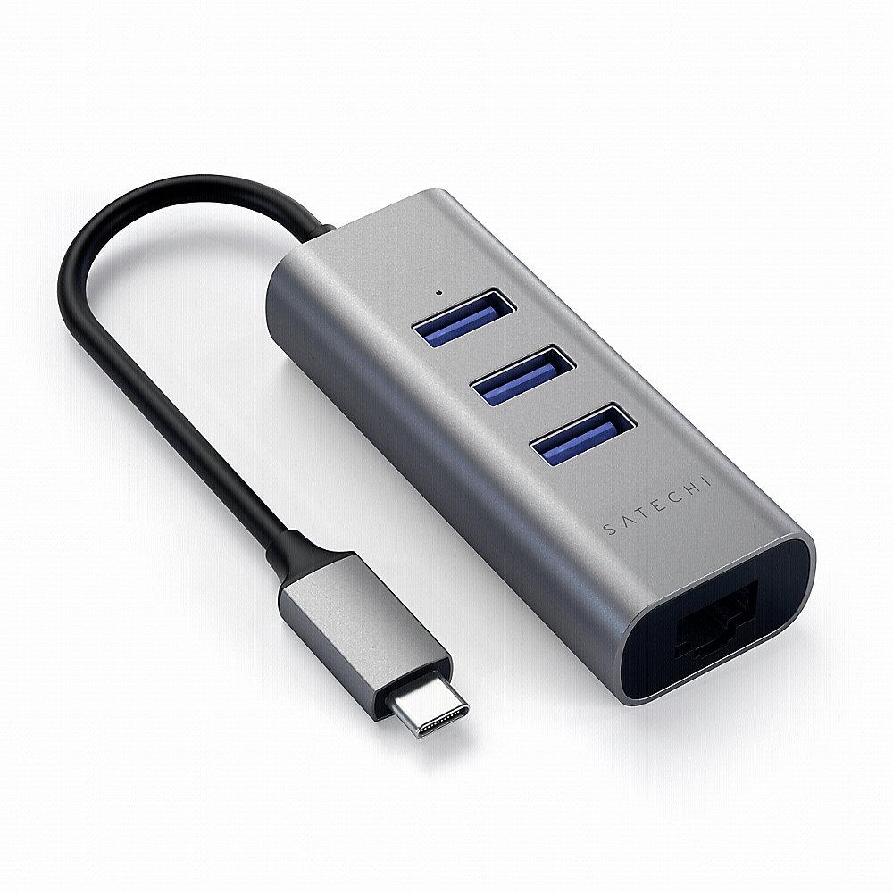 Satechi Type-C 2-in-1 3 Port USB 3.0 Hub & Ethernet space grey