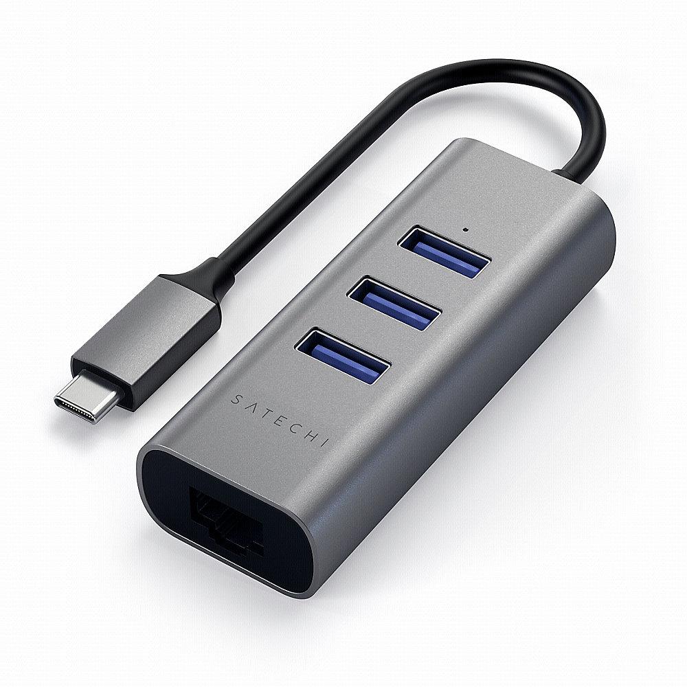 Satechi Type-C 2-in-1 3 Port USB 3.0 Hub & Ethernet space grey