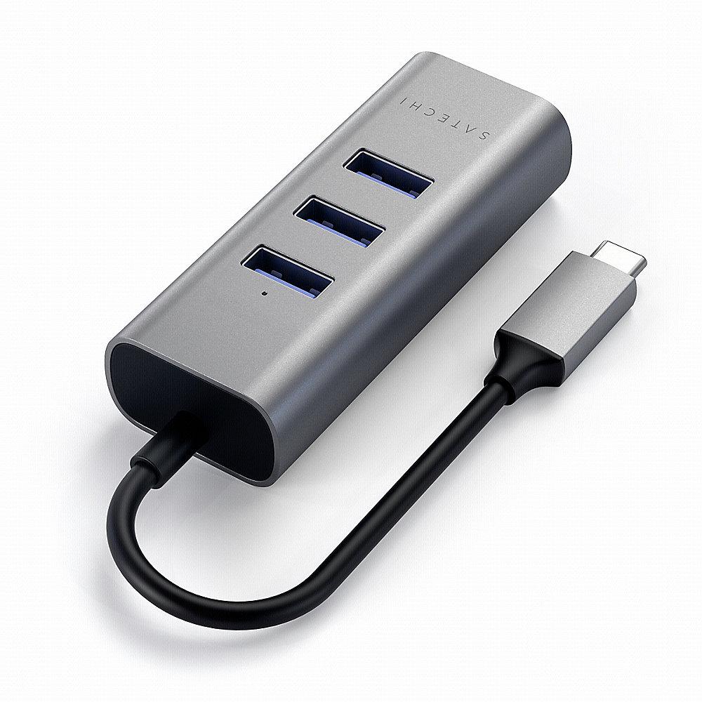 Satechi Type-C 2-in-1 3 Port USB 3.0 Hub & Ethernet space grey