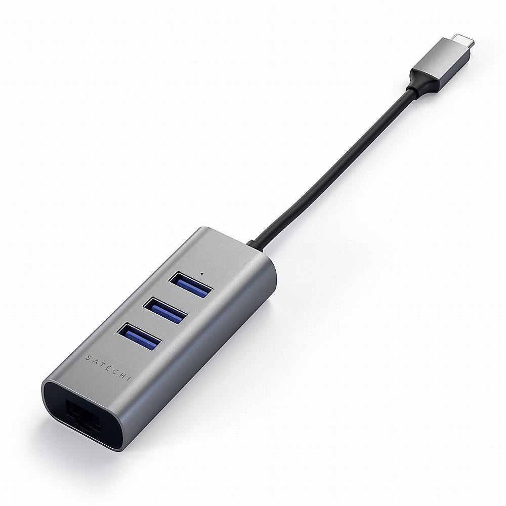 Satechi Type-C 2-in-1 3 Port USB 3.0 Hub & Ethernet space grey