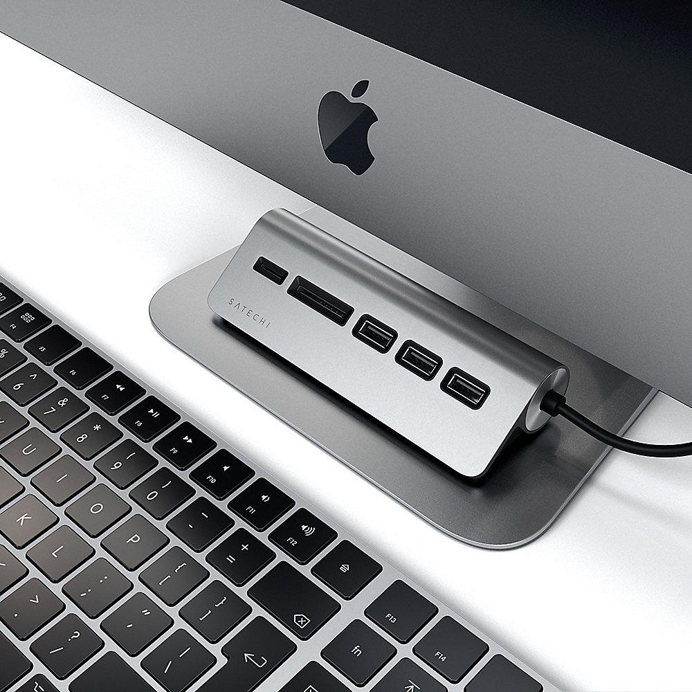 Satechi Type-C Aluminium USB Hub & Card Reader space gray